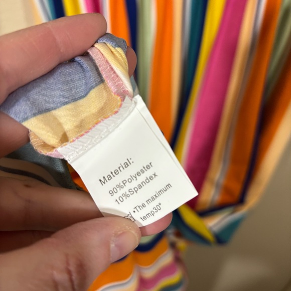 Striped Colorful Jersey Summer Maxi Dress W/ Pockets Size XL - Picture 5 of 5